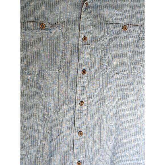 Patagonia Hemp Organic Cotton Button Up Gray Blue Chambray Shirt Men's Medium - Picture 3 of 6